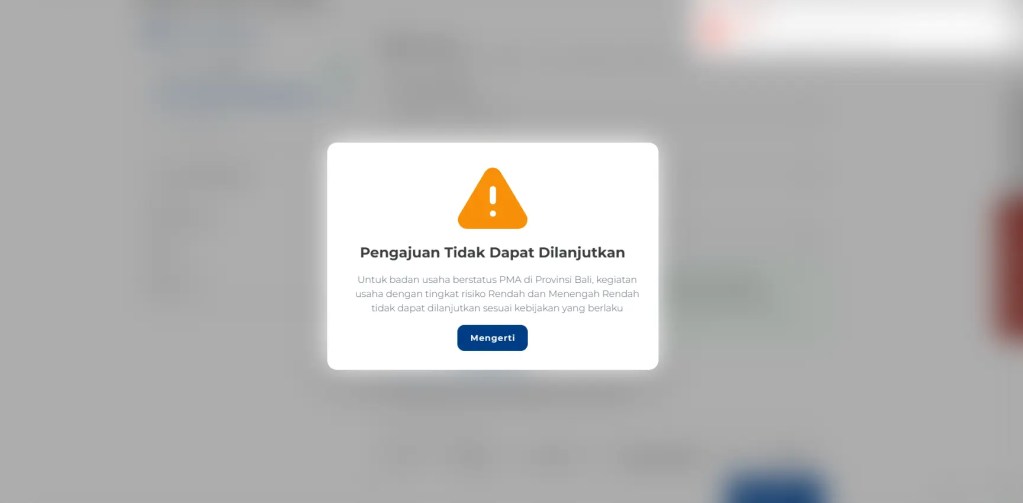 Bali blocked new foreign company registrations for most business activities under low and low-medium risk categories